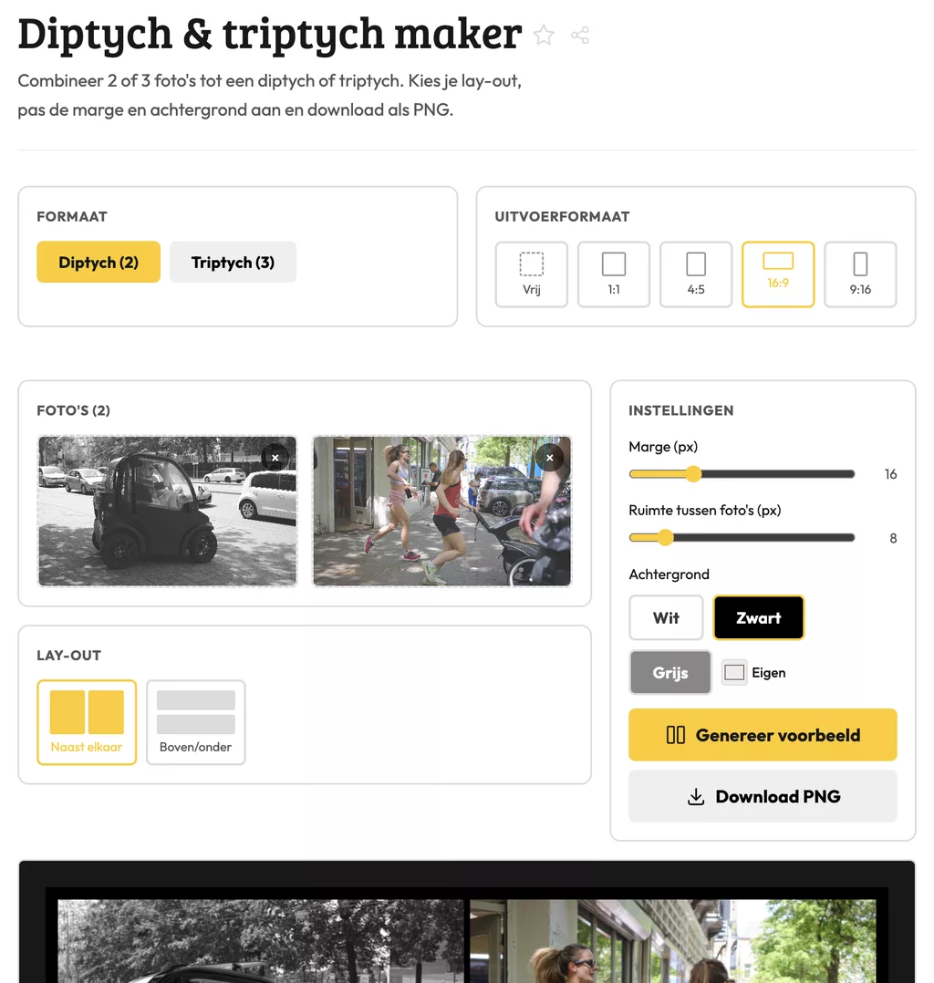 Zo ziet Diptych & triptych maker eruit